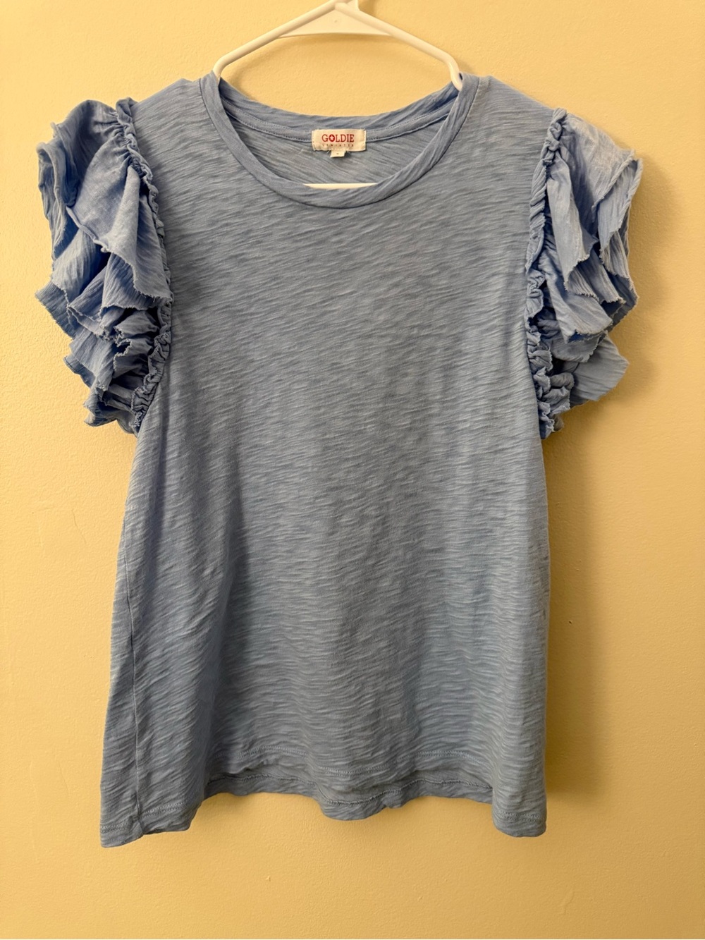 Goldie Light Blue Ruffle Sleeve Tee